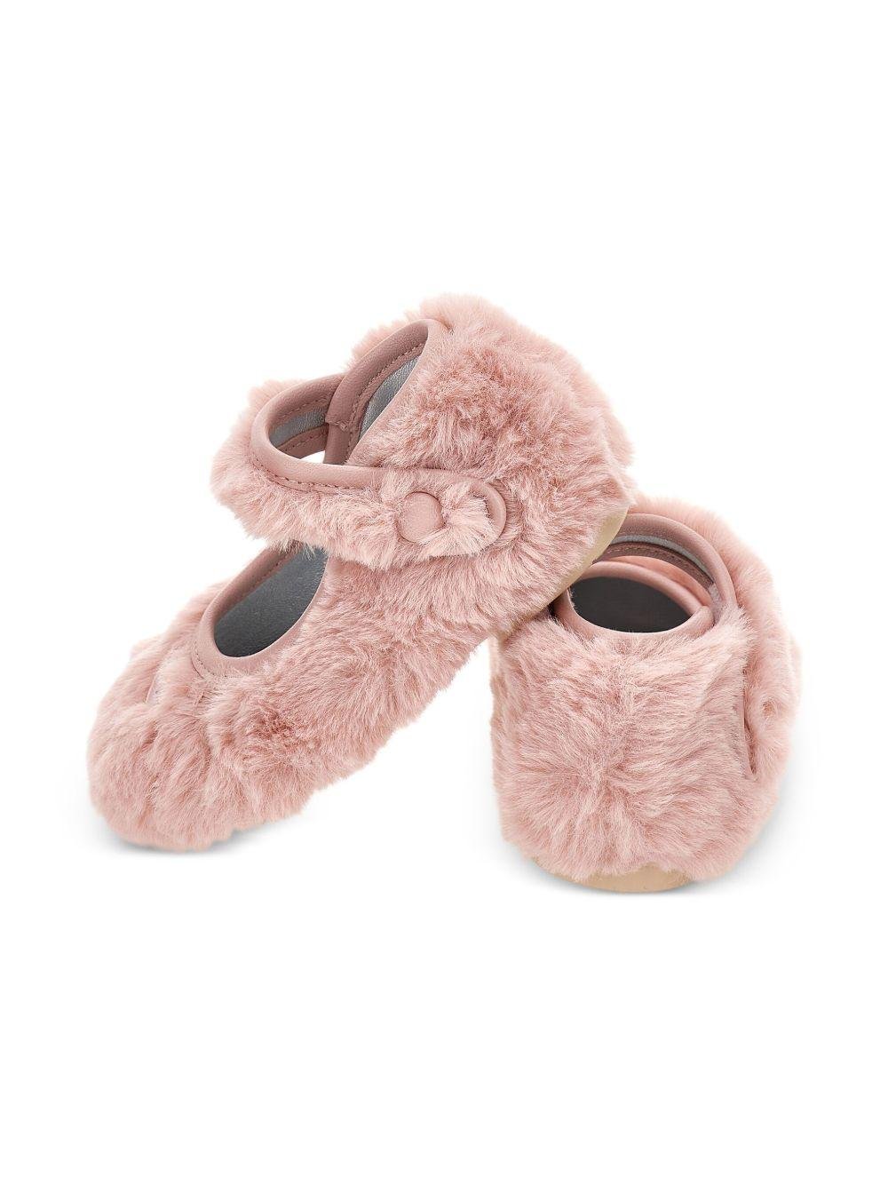 Ballerine Mary Jane per neonata Monnalisa con finitura in pelliccia - Rubino Kids