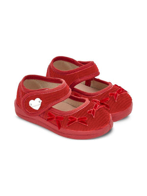 Ballerine Mary Jane per neonata Monnalisa rosse con fiocco in velluto