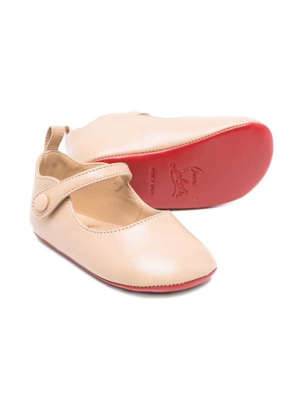 Ballerine Mary Janes per neonata Christian Louboutin Kids beige con chiusura laterale con bottone - Rubino Kids