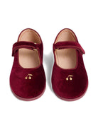 Ballerine per bambina Bonpoint rosso in velluto con ricamo - Rubino Kids