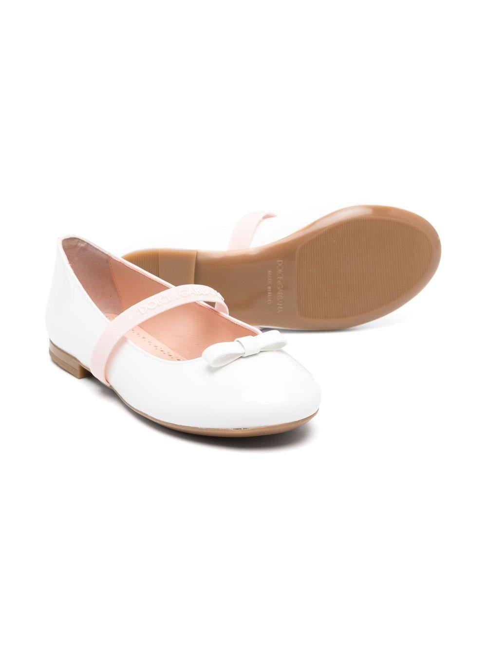 Ballerine per bambina Dolce & Gabbana Kids bianco con rifinitura lucida - Rubino Kids