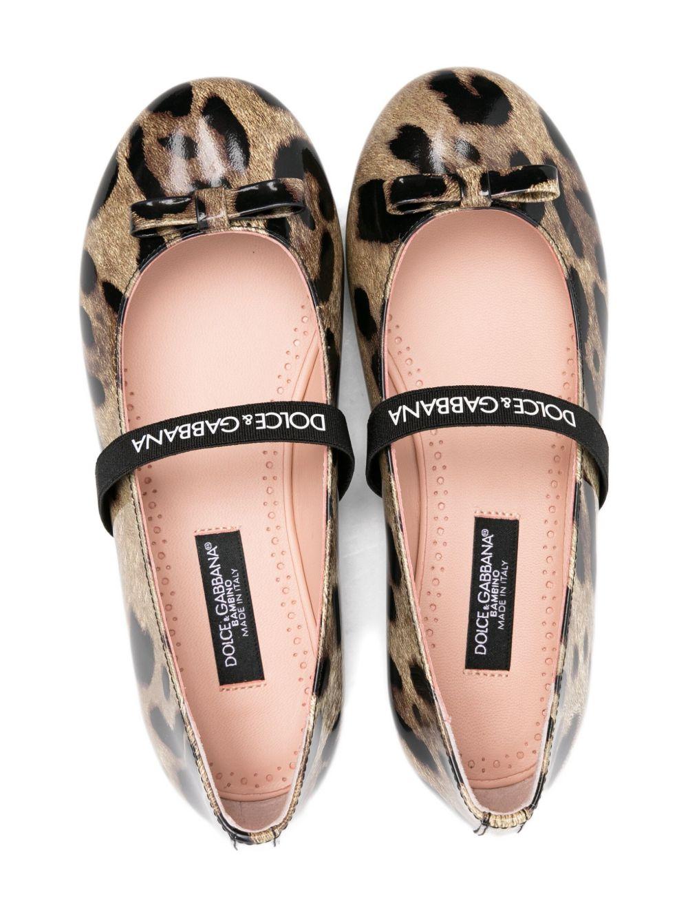 Ballerine per bambina Dolce & Gabbana Kids marrone con stampa leopardata - Rubino Kids