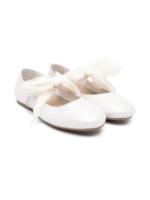 Ballerine per bambina Eli1957 bianco Angelito con chiusura frontale con fiocco