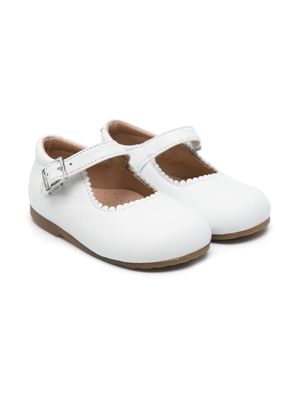 Ballerine per bambina Eli1957 bianco in pelle con cinturino con fibbia - Rubino Kids