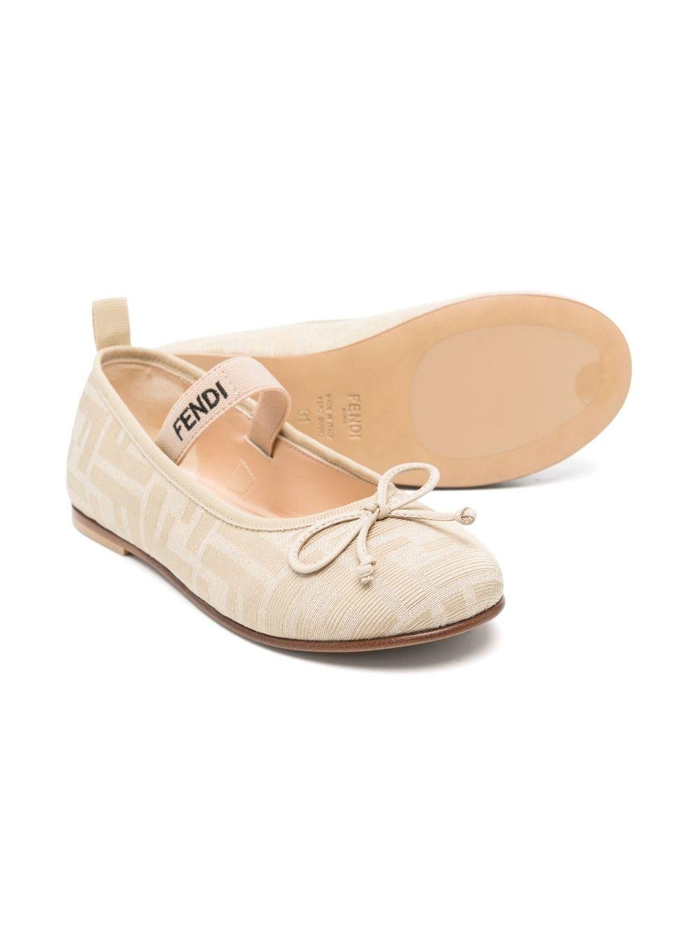 Ballerine per bambina Fendi Kids beige con motivo FF - Rubino Kids