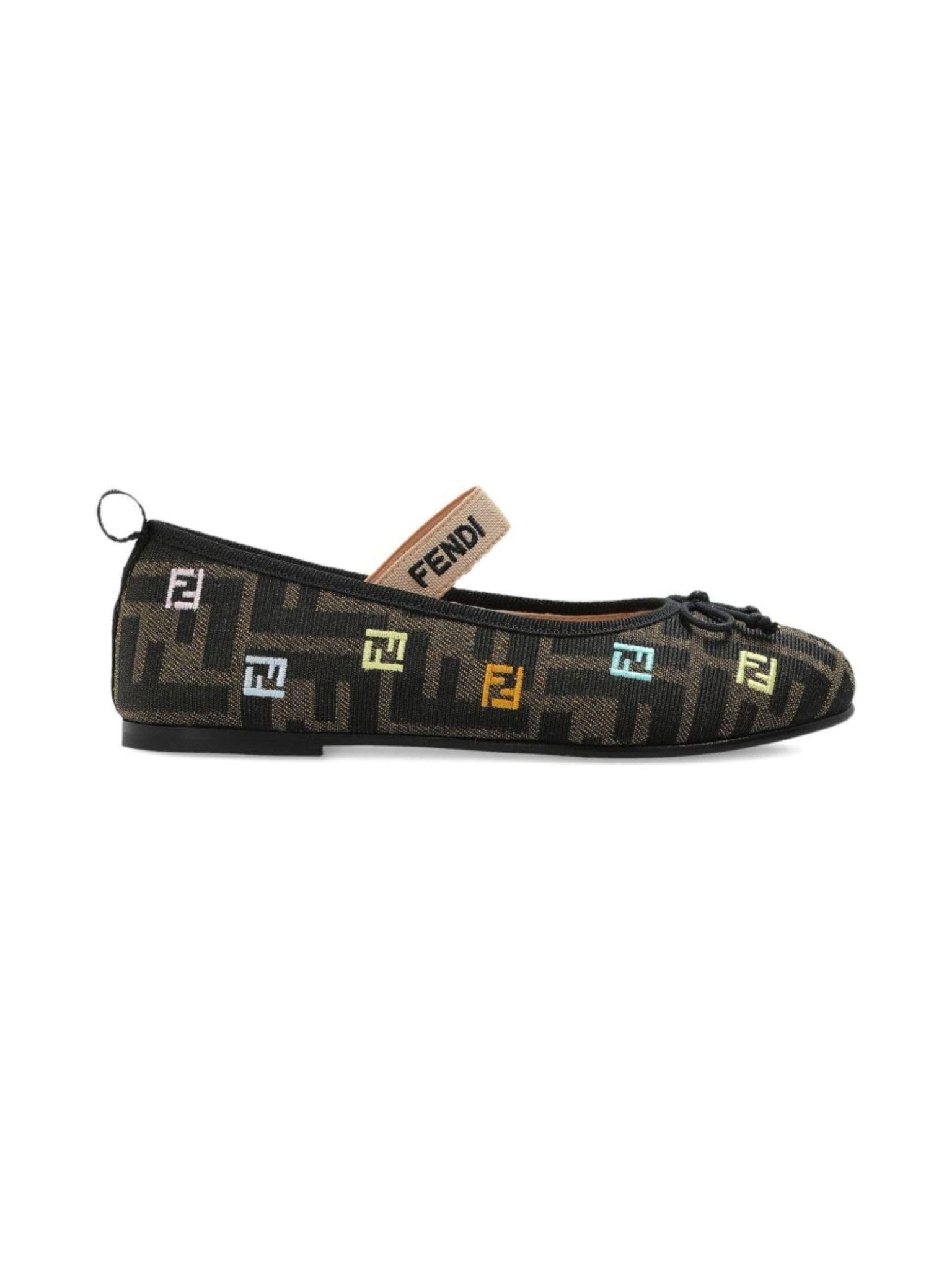 Ballerine per bambina Fendi Kids marrone con motivo FF - Rubino Kids