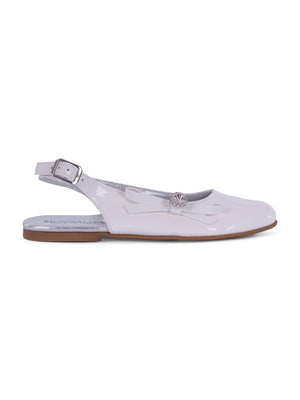 Ballerine per bambina Monnalisa bianche con fiocco e cristalli