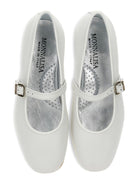 Ballerine per bambina Monnalisa bianche in pelle scamosciata con fibbia - Rubino Kids