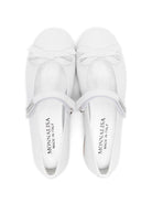 Ballerine per bambina Monnalisa bianco in pelle con chiusura frontale a strappo - Rubino Kids