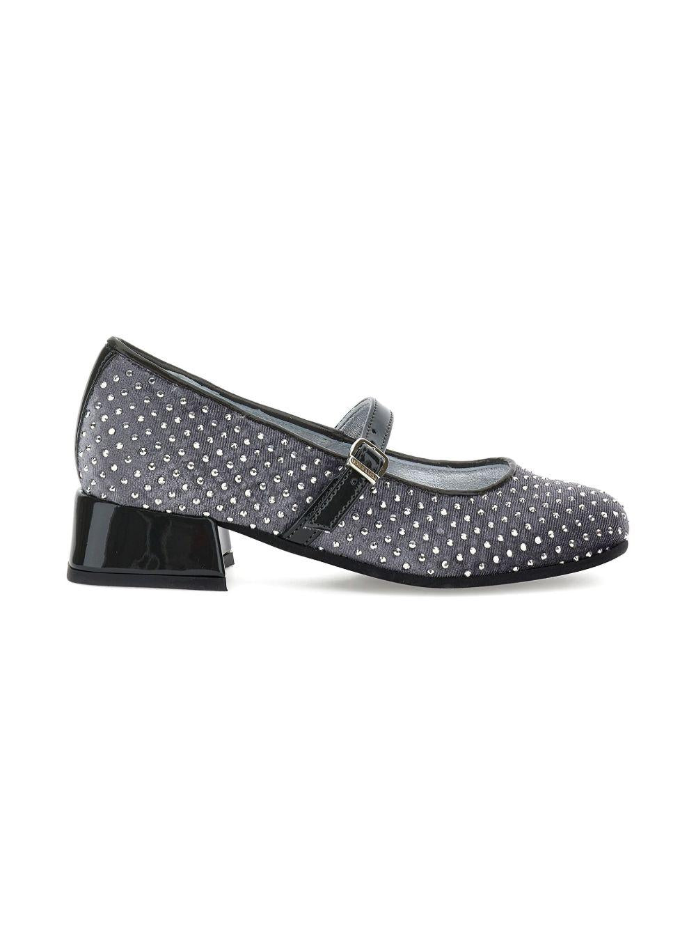 Ballerine per bambina Monnalisa grigie con rifinitura con strass - Rubino Kids