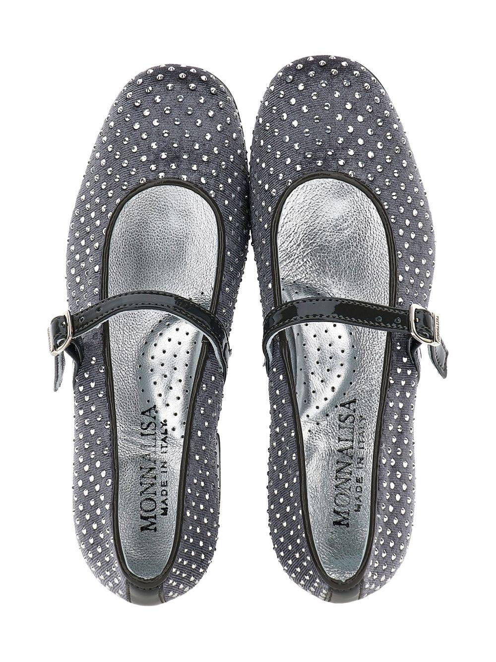 Ballerine per bambina Monnalisa grigie con rifinitura con strass - Rubino Kids