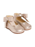 Ballerine per neonata Bonpoint oro rosa in pelle con fiocco - Rubino Kids
