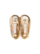 Ballerine per neonata Dolce & Gabbana Kids color oro con placca logo - Rubino Kids