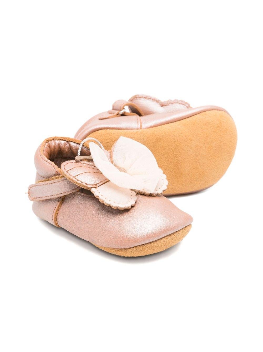 Ballerine per neonata Donsje rosa con chiusura con strappo - Rubino Kids