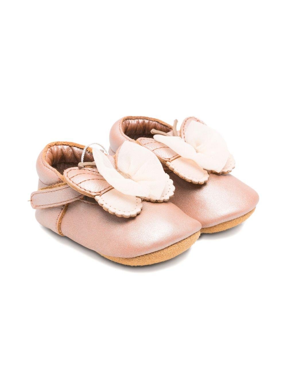 Ballerine per neonata Donsje rosa con chiusura con strappo - Rubino Kids