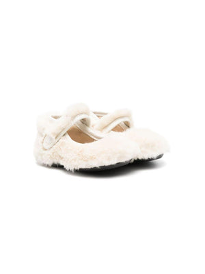 Florens white fur ballet flats for newborns