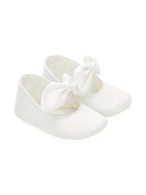 Monnalisa white ballet flats for newborns with bow
