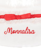 Bavaglino per neonata Monnalisa bianco con nastro rosso - Rubino Kids