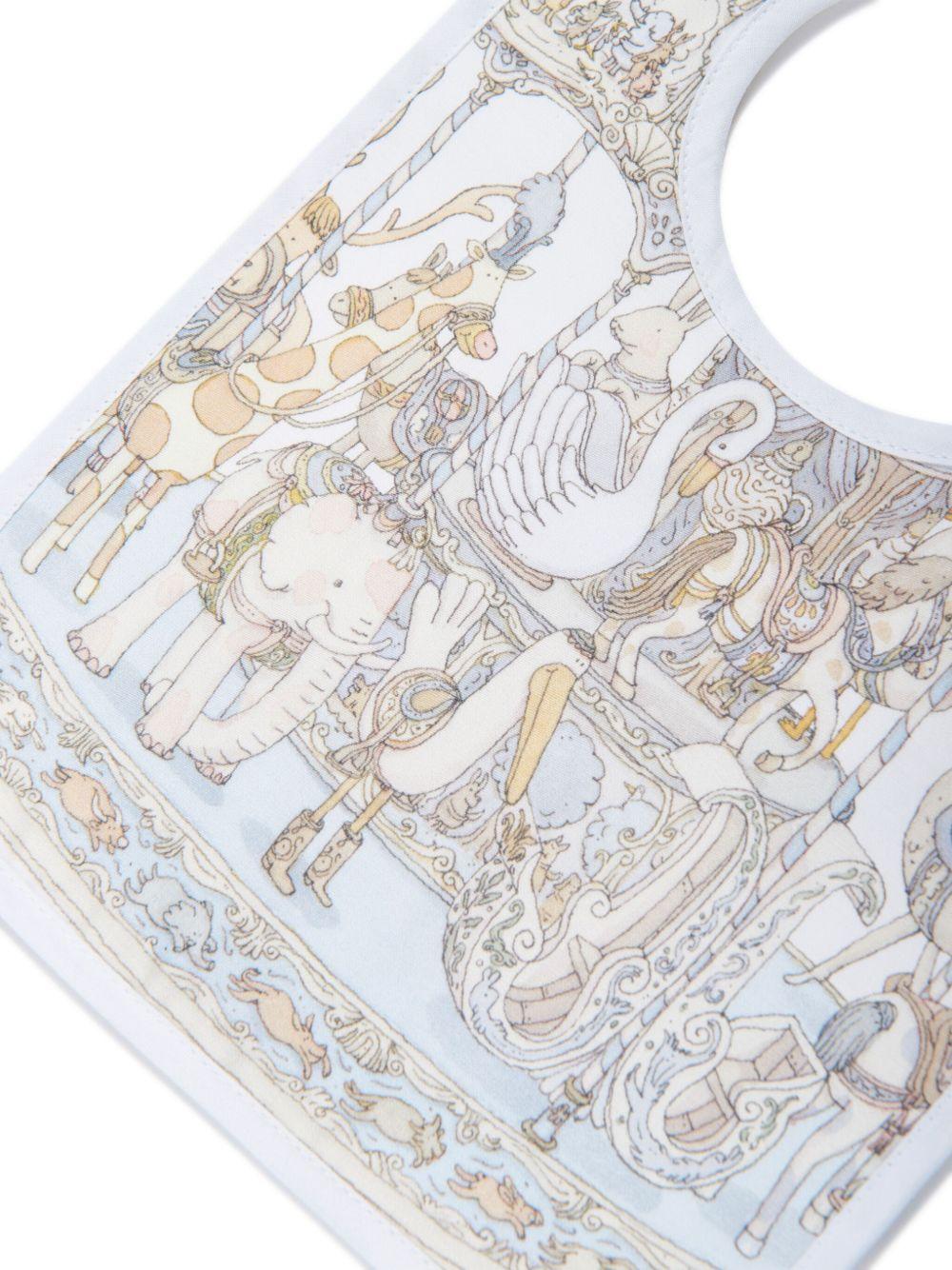 Bavaglino per neonati Atelier Choux bianco con stampa carosello - Rubino Kids