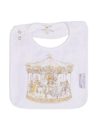 Bavaglino per neonati Atelier Choux bianco con stampa carosello - Rubino Kids