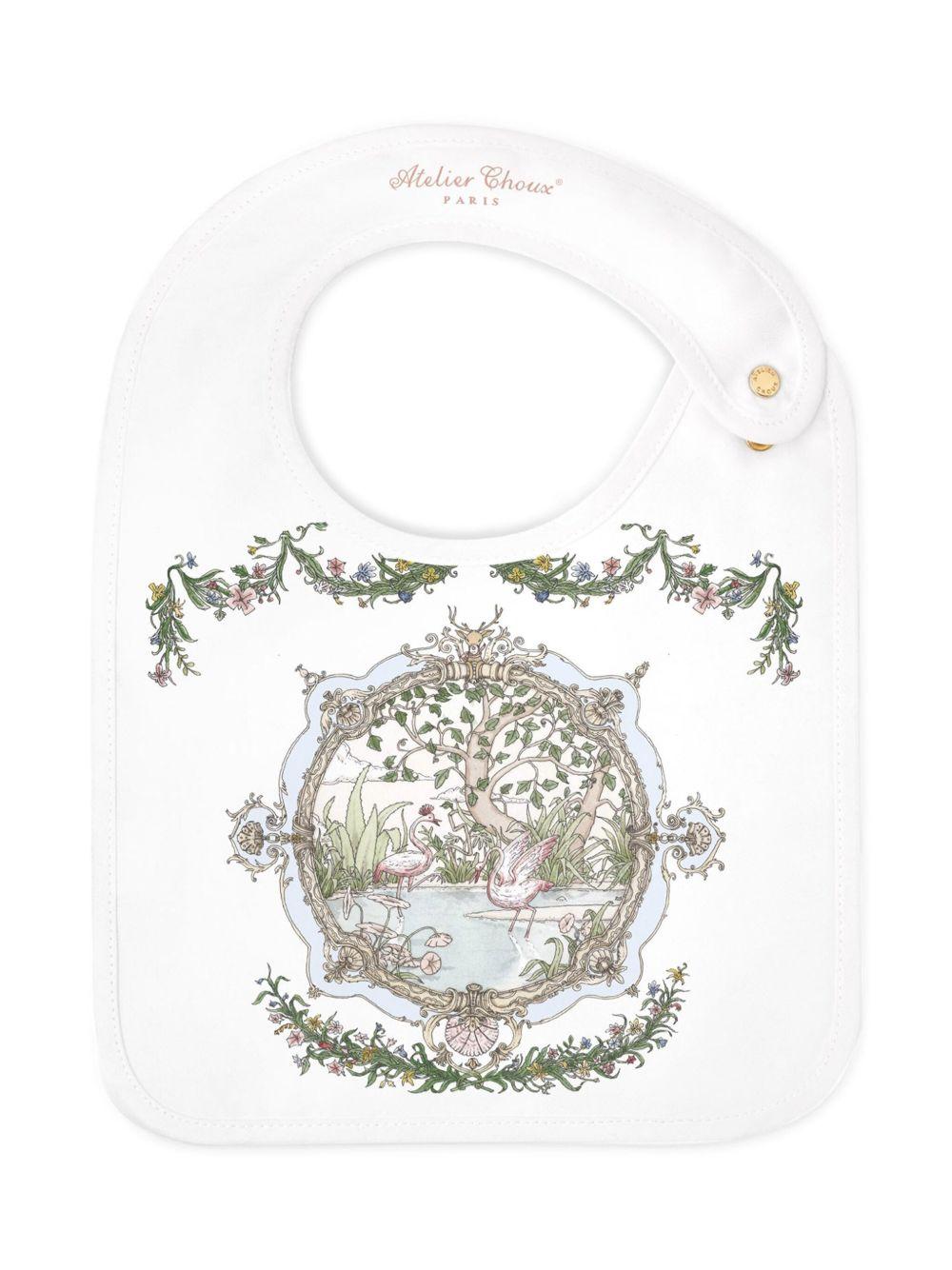 Bavaglino per neonati Atelier Choux bianco con stampa - Rubino Kids