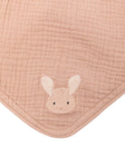 Bavaglino per neonati Donsje marrone con ricamo coniglietto - Rubino Kids