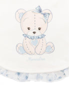 Bavaglino per neonati Monnalisa bianco con volant azzurro - Rubino Kids