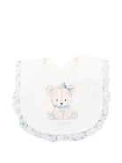 Bavaglino per neonati Monnalisa bianco con volant azzurro - Rubino Kids