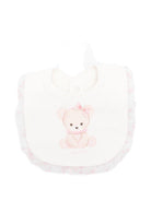 Bavaglino per neonati Monnalisa bianco con volant rosa - Rubino Kids