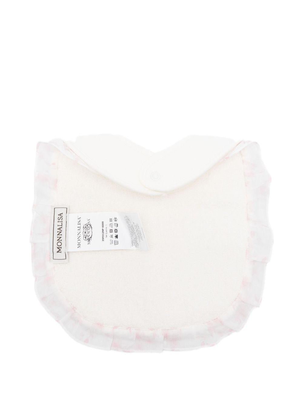 Bavaglino per neonati Monnalisa bianco con volant rosa - Rubino Kids