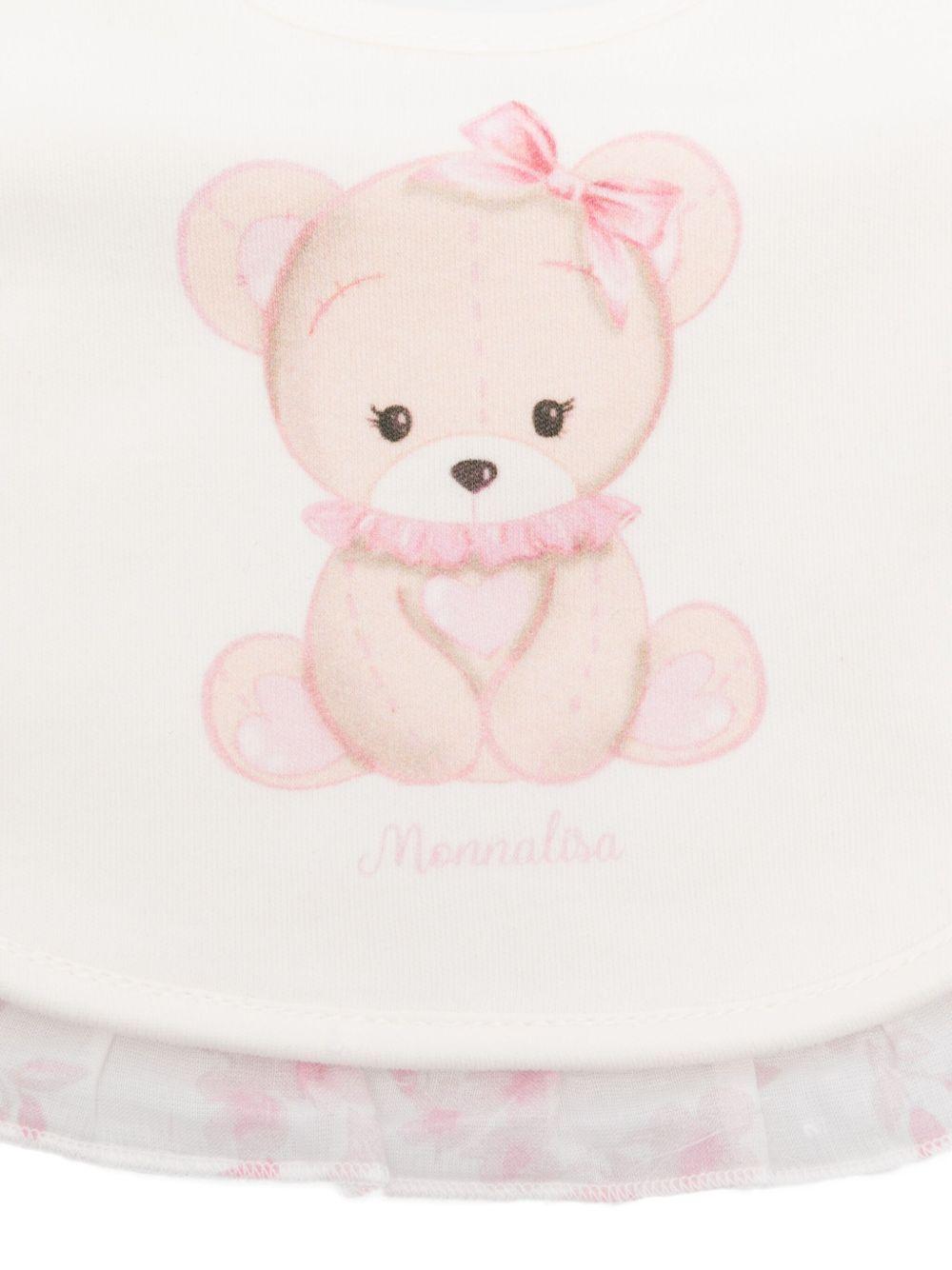 Bavaglino per neonati Monnalisa bianco con volant rosa - Rubino Kids