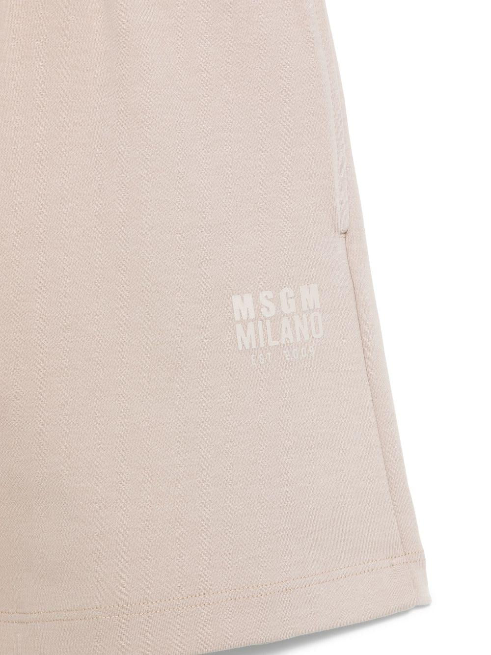 Bermuda con logo per bambino MSGM Kids beige con due tasche laterali - Rubino Kids
