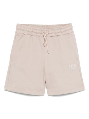 Bermuda con logo per bambino MSGM Kids beige con due tasche laterali