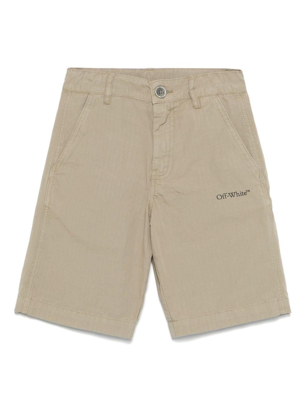 Bermuda con logo per bambino Off - White Kids verde con due tasche posteriori - Rubino Kids