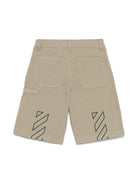 Bermuda con logo per bambino Off - White Kids verde con due tasche posteriori - Rubino Kids