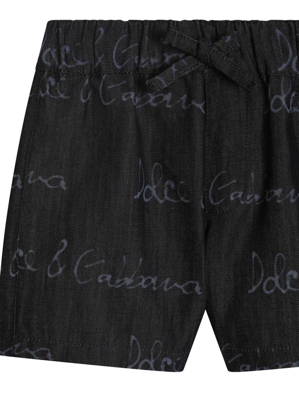 Bermuda con logo per neonato Dolce & Gabbana Kiids blu con tasca posteriore sagomata - Rubino Kids