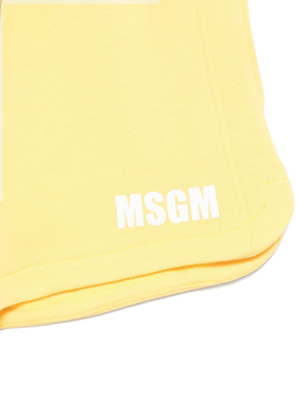 Bermuda per bambina MSGM Kids giallo con applicazione posteriore con logo - Rubino Kids