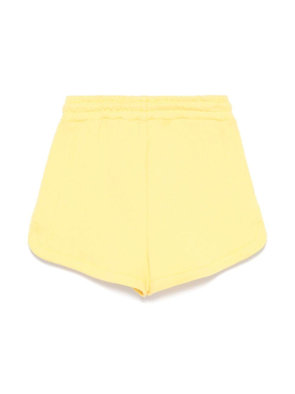 Bermuda per bambina MSGM Kids giallo con applicazione posteriore con logo - Rubino Kids