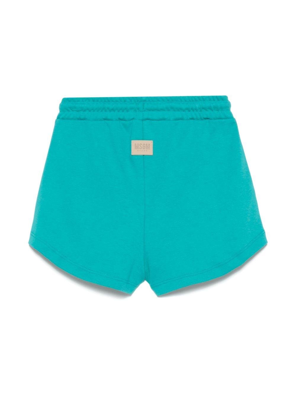 Bermuda per bambina MSGM Kids turchese con applicazione posteriore con logo - Rubino Kids
