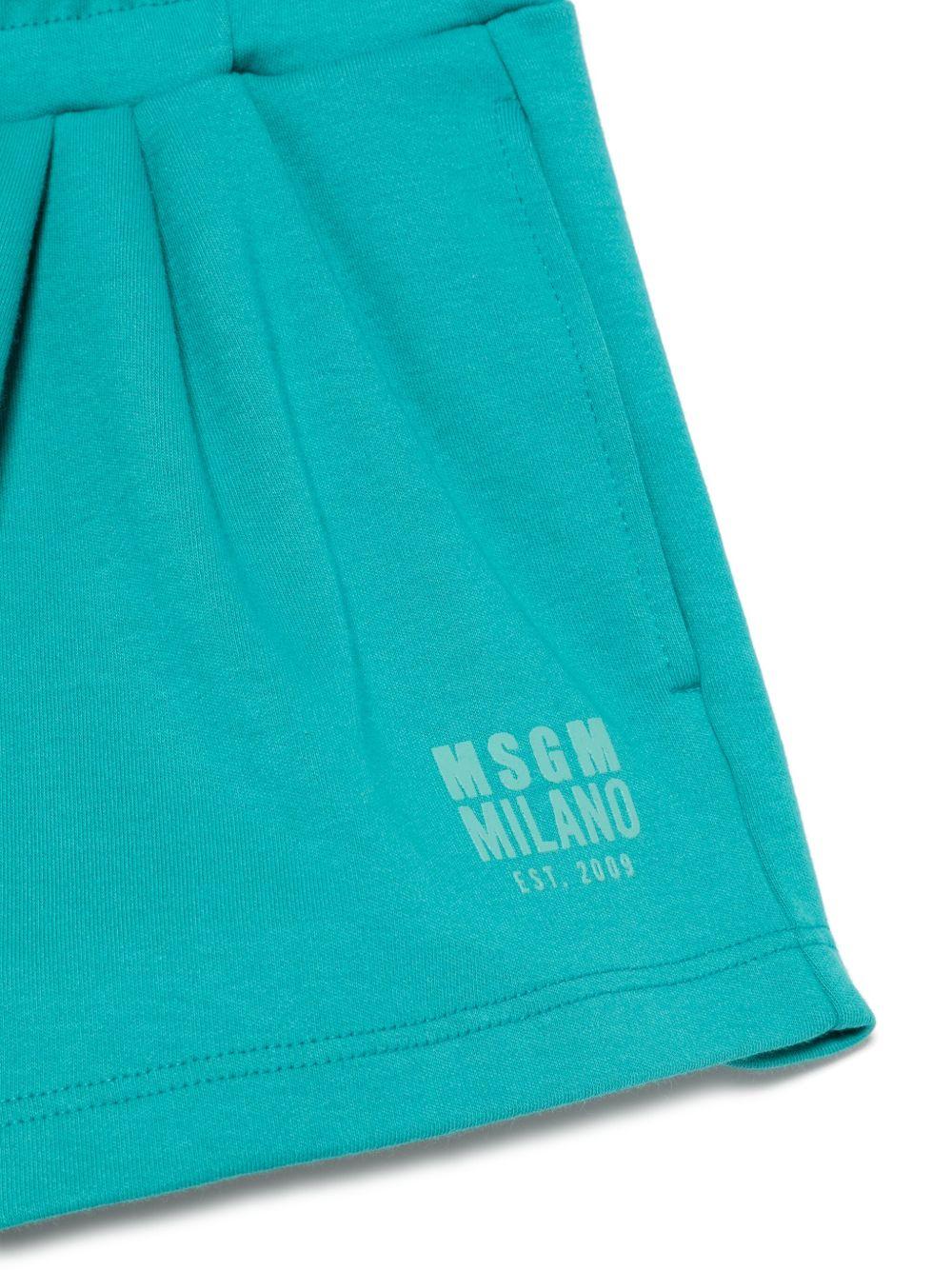 Bermuda per bambina MSGM Kids turchese con applicazione posteriore con logo - Rubino Kids