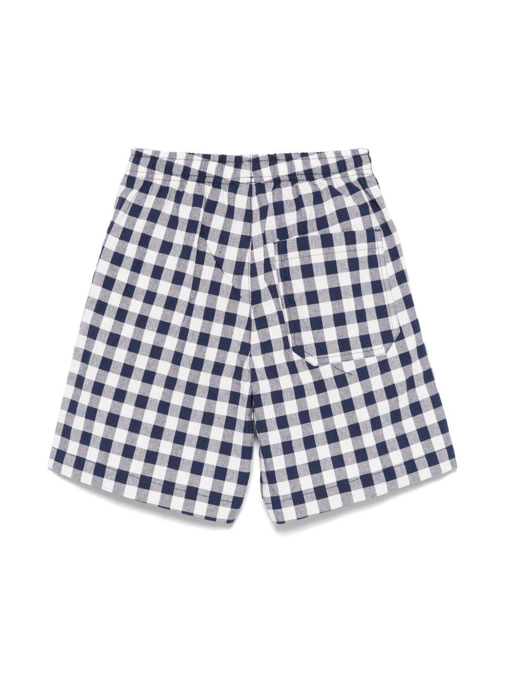 Bermuda per bambino Il Gufo bianco e blu a quadri con vita con coulisse elasticizzata - Rubino Kids