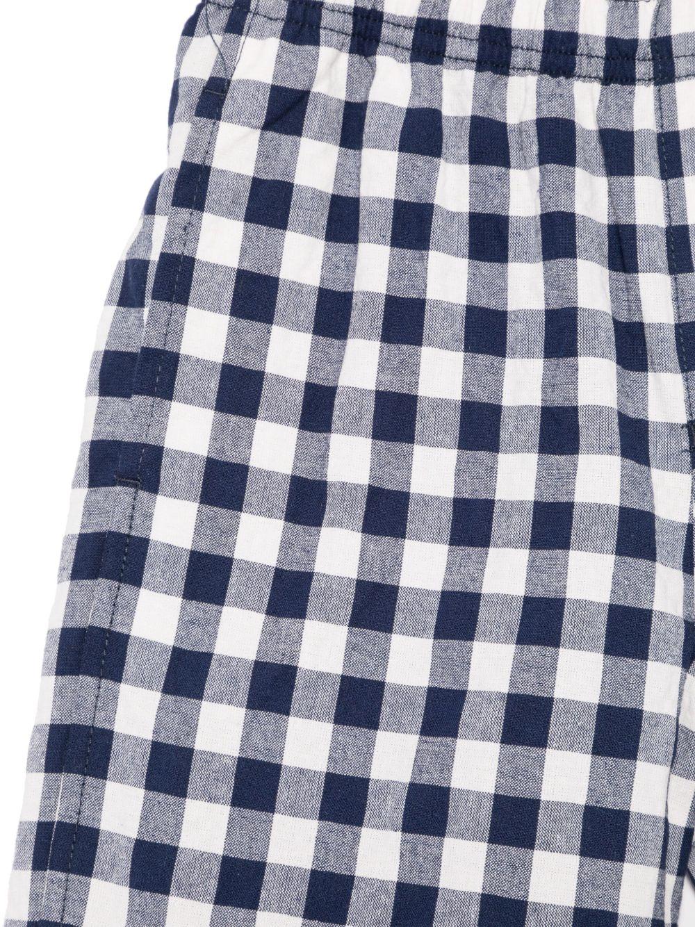 Bermuda per bambino Il Gufo bianco e blu a quadri con vita con coulisse elasticizzata - Rubino Kids