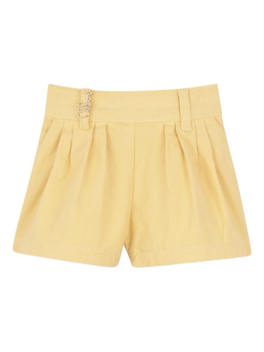 Bermuda per neonata Chloé Kids giallo con pieghe - Rubino Kids