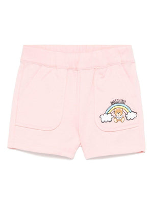 Moschino Kids pink Bermuda shorts for baby girls with elastic waist