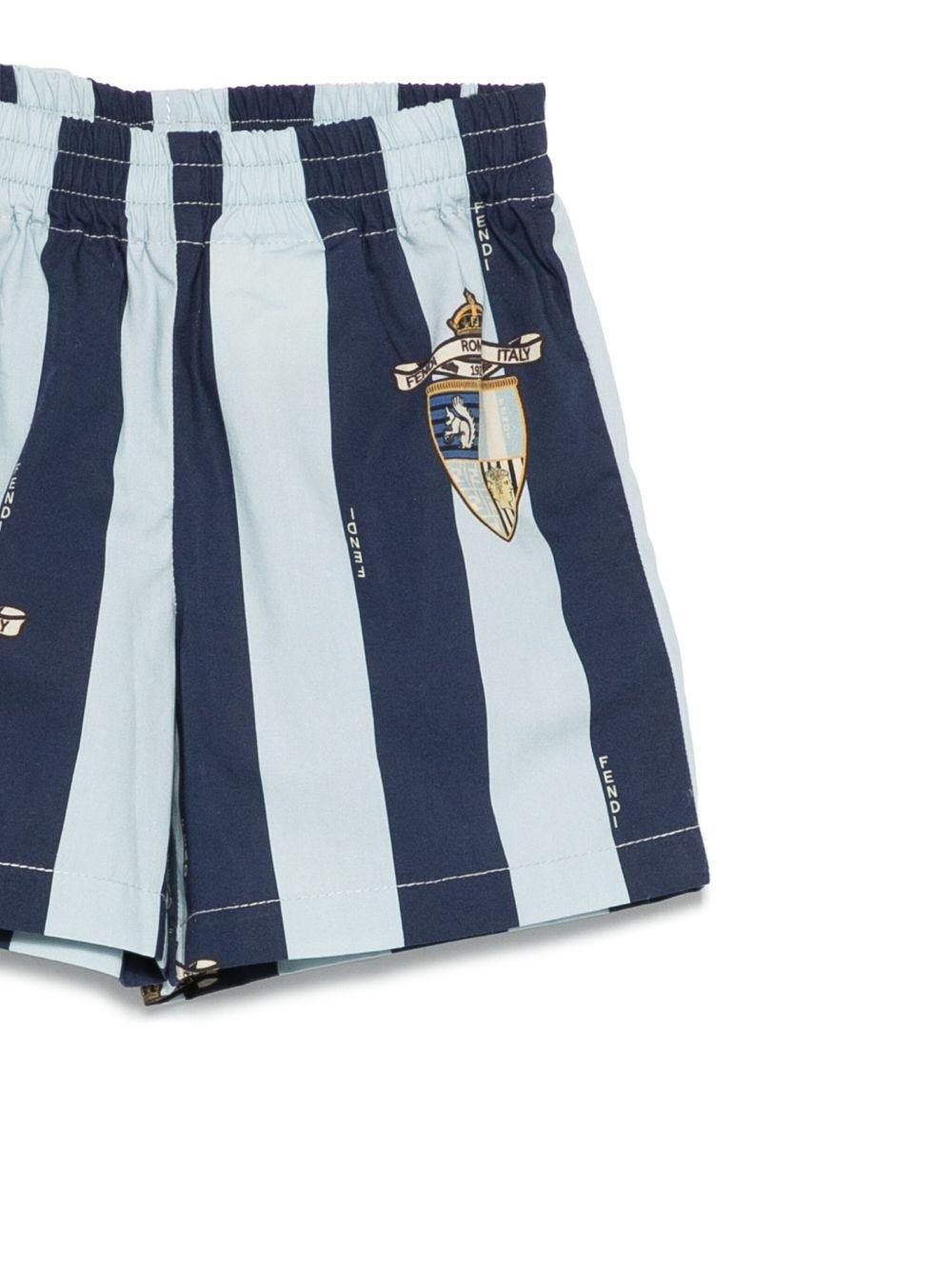 Bermuda per neonato Fendi Kids blu con logo - Rubino Kids