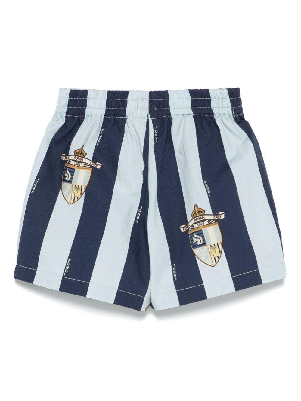 Bermuda per neonato Fendi Kids blu con logo - Rubino Kids