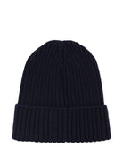 Berretto a coste per bambino Moncler Enfant nero con applicazione con logo - Rubino Kids