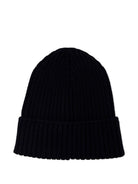 Berretto a coste per bambino Moncler Enfant nero con applicazione con logo - Rubino Kids