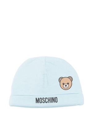 Berretto con stampa Moschino Kids azzurro con stampa Teddy Bear
