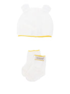 Berretto e calzini per neonati Gensami Kids bianco con bordo a contrasto (2 pezzi) - Rubino Kids